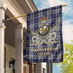 ScotsTee Shop Scottish MacPherson Dress Blue Clan Crest Tartan Flag The Golden Sword of Courageous Legacy Flag