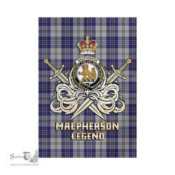 ScotsTee Shop Scottish MacPherson Dress Blue Clan Crest Tartan Flag The Golden Sword of Courageous Legacy Flag