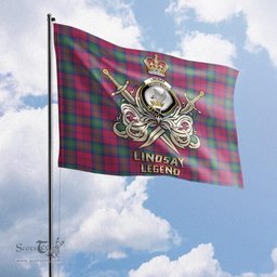 ScotsTee Shop Scottish Lindsay Ancient Clan Crest Tartan Flag The Golden Sword of Courageous Legacy Flag