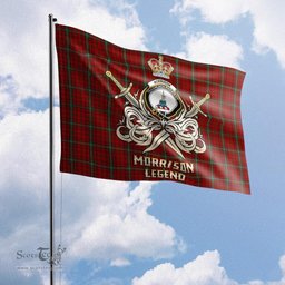 ScotsTee Shop Scottish Morrison Red Clan Crest Tartan Flag The Golden Sword of Courageous Legacy Flag
