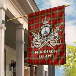 ScotsTee Shop Scottish Morrison Red Modern Clan Crest Tartan Flag The Golden Sword of Courageous Legacy Flag