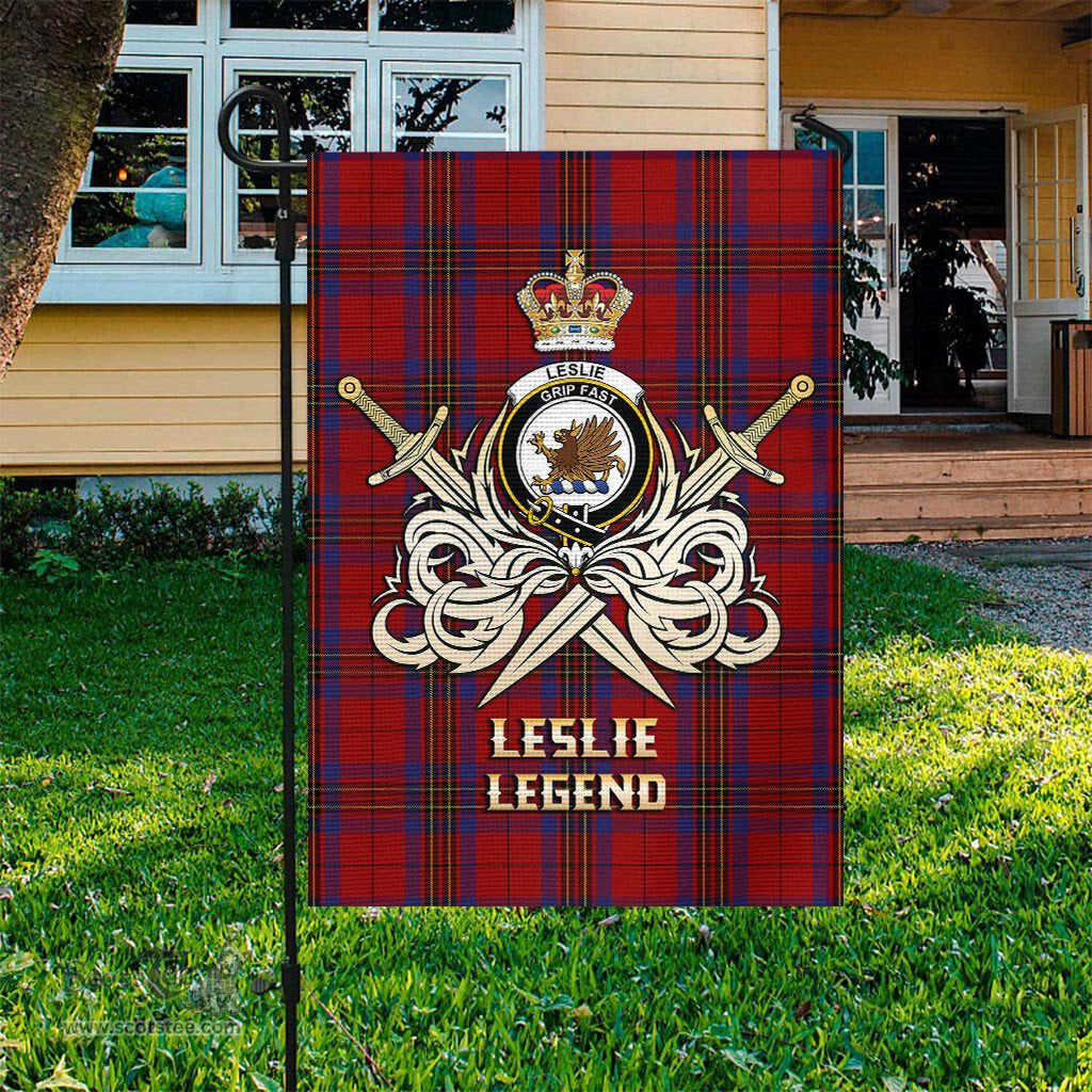 ScotsTee Shop Scottish Leslie Red Clan Crest Tartan Flag The Golden Sword of Courageous Legacy Flag