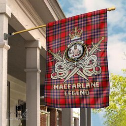 ScotsTee Shop Scottish MacFarlane Modern Clan Crest Tartan Flag The Golden Sword of Courageous Legacy Flag