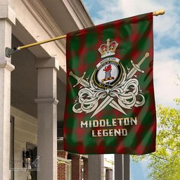 ScotsTee Shop Scottish Middleton Clan Crest Tartan Flag The Golden Sword of Courageous Legacy Flag