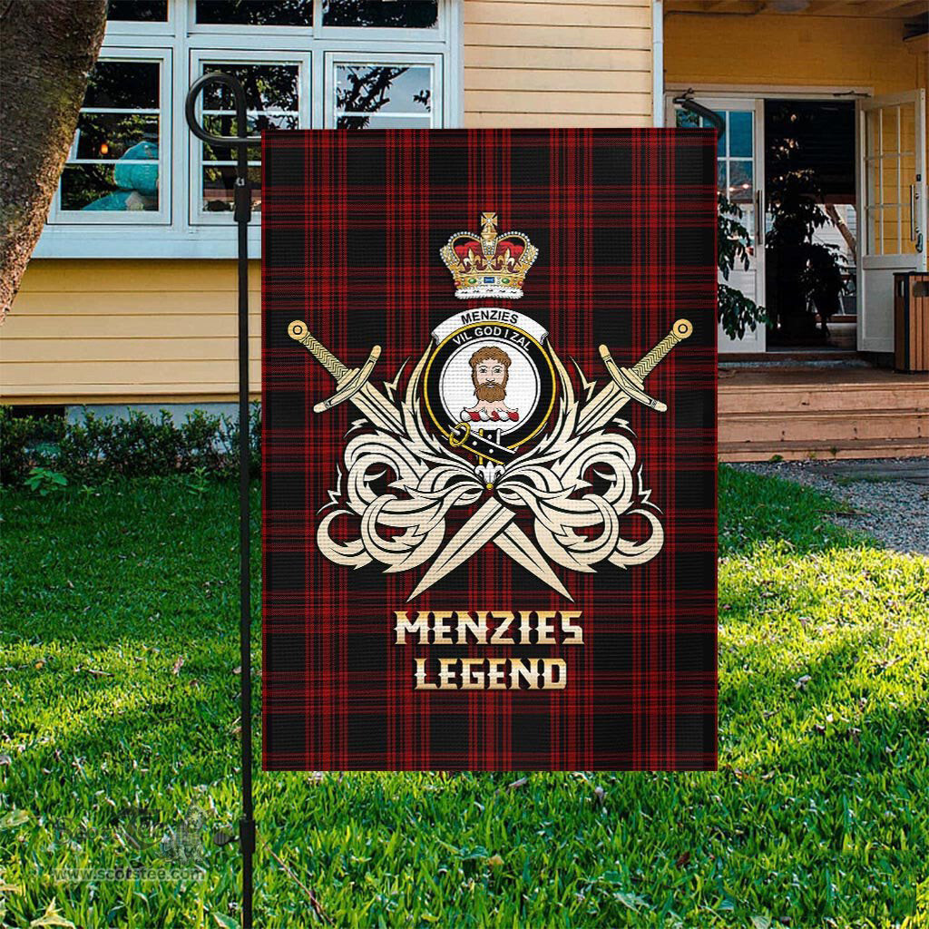 ScotsTee Shop Scottish Menzies Hunting Clan Crest Tartan Flag The Golden Sword of Courageous Legacy Flag