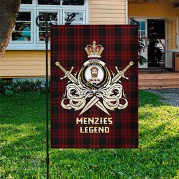 ScotsTee Shop Scottish Menzies Hunting Clan Crest Tartan Flag The Golden Sword of Courageous Legacy Flag