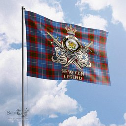 ScotsTee Shop Scottish Newton Clan Crest Tartan Flag The Golden Sword of Courageous Legacy Flag