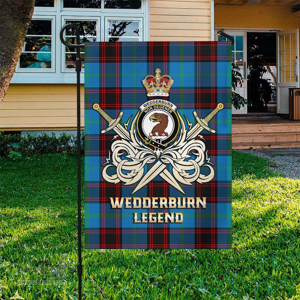 ScotsTee Shop Scottish Wedderburn Clan Crest Tartan Flag The Golden Sword of Courageous Legacy Flag