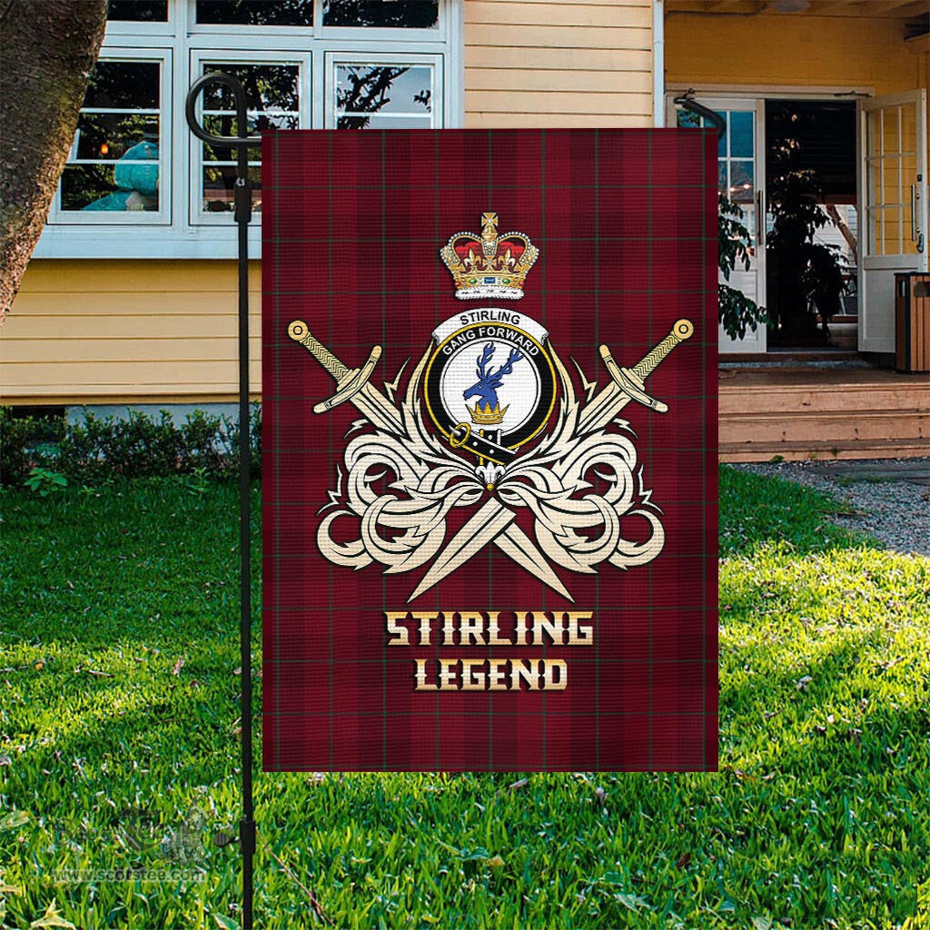 ScotsTee Shop Scottish Stirling of Keir Clan Crest Tartan Flag The Golden Sword of Courageous Legacy Flag