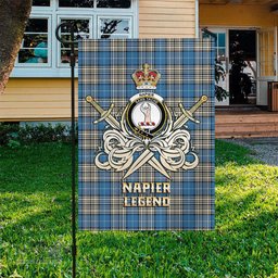 ScotsTee Shop Scottish Napier Ancient Clan Crest Tartan Flag The Golden Sword of Courageous Legacy Flag