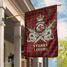ScotsTee Shop Scottish Stuart of Bute Clan Crest Tartan Flag The Golden Sword of Courageous Legacy Flag