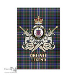 ScotsTee Shop Scottish Ogilvie (Ogilvy) Hunting Modern Clan Crest Tartan Flag The Golden Sword of Courageous Legacy Flag