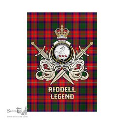 ScotsTee Shop Scottish Riddell Clan Crest Tartan Flag The Golden Sword of Courageous Legacy Flag