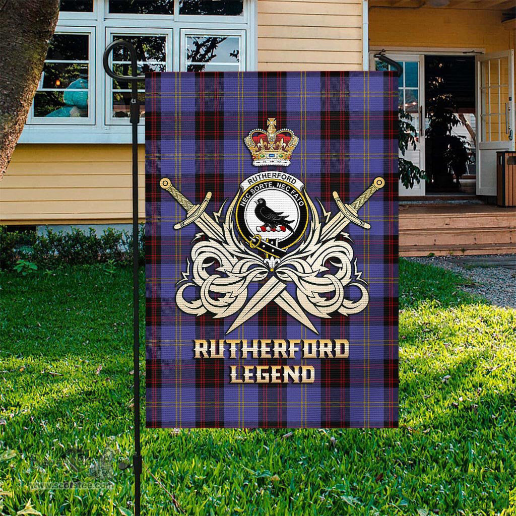 ScotsTee Shop Scottish Rutherford Clan Crest Tartan Flag The Golden Sword of Courageous Legacy Flag