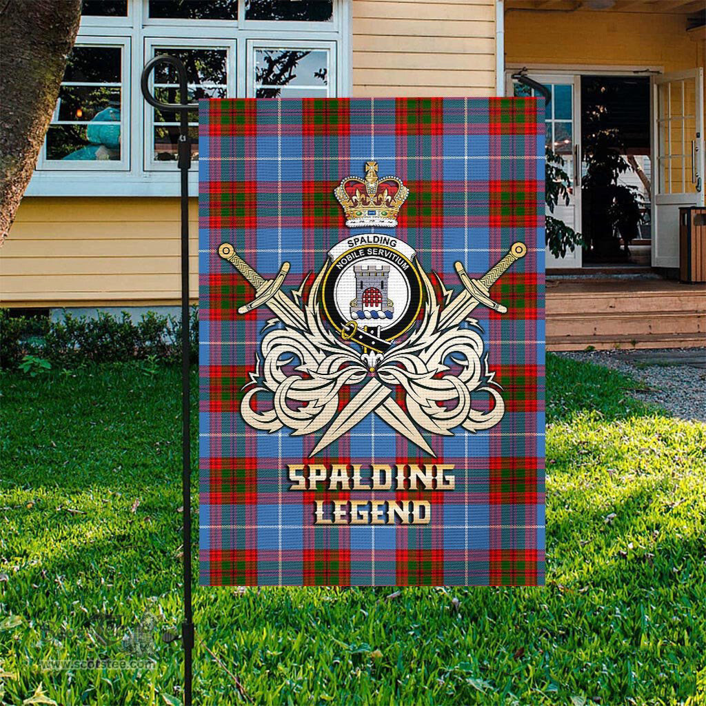 ScotsTee Shop Scottish Spalding Clan Crest Tartan Flag The Golden Sword of Courageous Legacy Flag