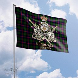 ScotsTee Shop Scottish Urquhart Modern Clan Crest Tartan Flag The Golden Sword of Courageous Legacy Flag
