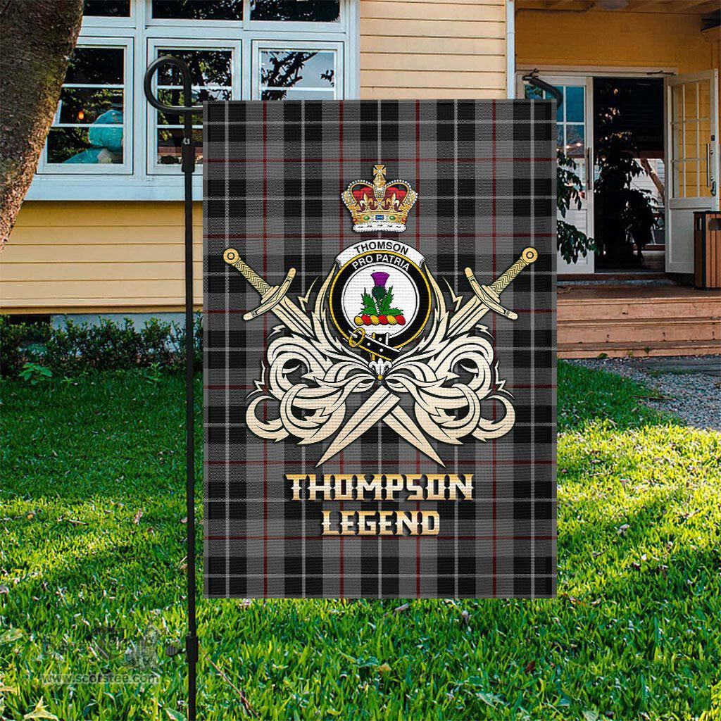 ScotsTee Shop Scottish Thompson Grey Clan Crest Tartan Flag The Golden Sword of Courageous Legacy Flag