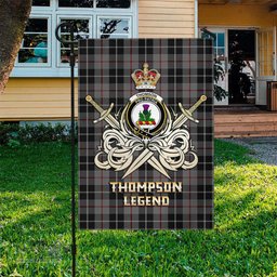 ScotsTee Shop Scottish Thompson Grey Clan Crest Tartan Flag The Golden Sword of Courageous Legacy Flag