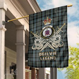 ScotsTee Shop Scottish Ogilvie (Ogilvy) Hunting Clan Crest Tartan Flag The Golden Sword of Courageous Legacy Flag
