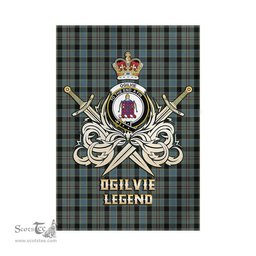 ScotsTee Shop Scottish Ogilvie (Ogilvy) Hunting Clan Crest Tartan Flag The Golden Sword of Courageous Legacy Flag