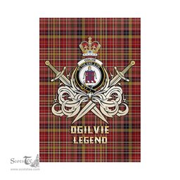ScotsTee Shop Scottish Ogilvie (Ogilvy) of Strathallan Clan Crest Tartan Flag The Golden Sword of Courageous Legacy Flag
