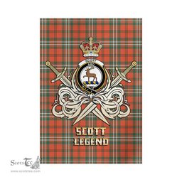 ScotsTee Shop Scottish Scott Ancient Clan Crest Tartan Flag The Golden Sword of Courageous Legacy Flag
