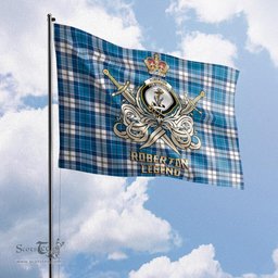 ScotsTee Shop Scottish Roberton Clan Crest Tartan Flag The Golden Sword of Courageous Legacy Flag