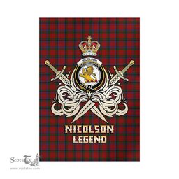 ScotsTee Shop Scottish Nicolson Clan Crest Tartan Flag The Golden Sword of Courageous Legacy Flag