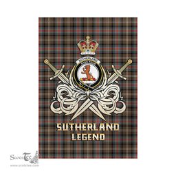 ScotsTee Shop Scottish Sutherland Weathered Clan Crest Tartan Flag The Golden Sword of Courageous Legacy Flag