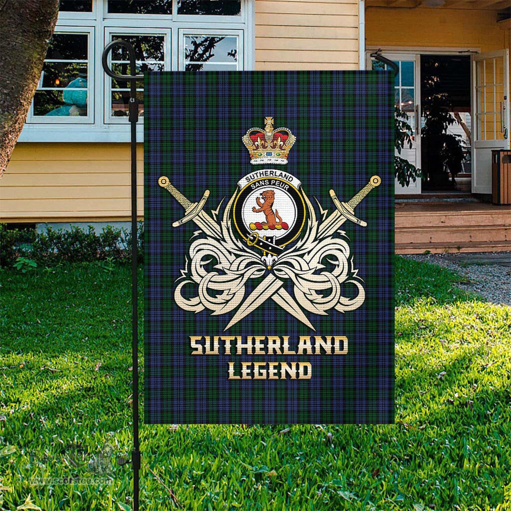 ScotsTee Shop Scottish Sutherland Clan Crest Tartan Flag The Golden Sword of Courageous Legacy Flag