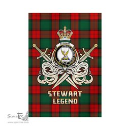 ScotsTee Shop Scottish Stewart Atholl Modern Clan Crest Tartan Flag The Golden Sword of Courageous Legacy Flag