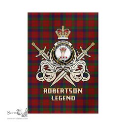 ScotsTee Shop Scottish Robertson Clan Crest Tartan Flag The Golden Sword of Courageous Legacy Flag