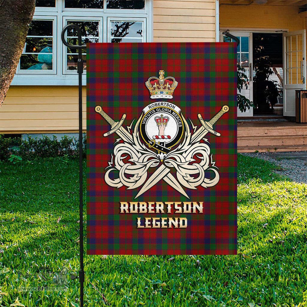 ScotsTee Shop Scottish Robertson Clan Crest Tartan Flag The Golden Sword of Courageous Legacy Flag
