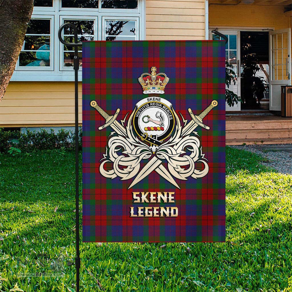 ScotsTee Shop Scottish Skene of Cromar Clan Crest Tartan Flag The Golden Sword of Courageous Legacy Flag