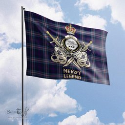 ScotsTee Shop Scottish Nevoy Clan Crest Tartan Flag The Golden Sword of Courageous Legacy Flag