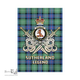ScotsTee Shop Scottish Sutherland Ancient Clan Crest Tartan Flag The Golden Sword of Courageous Legacy Flag
