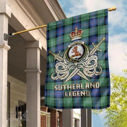 ScotsTee Shop Scottish Sutherland Ancient Clan Crest Tartan Flag The Golden Sword of Courageous Legacy Flag