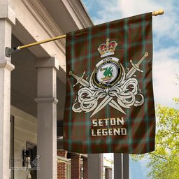 ScotsTee Shop Scottish Seton Hunting Clan Crest Tartan Flag The Golden Sword of Courageous Legacy Flag