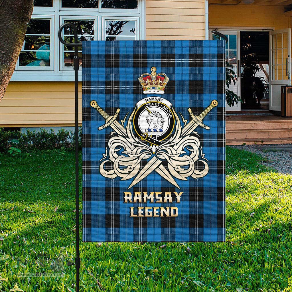 ScotsTee Shop Scottish Ramsay Blue Ancient Clan Crest Tartan Flag The Golden Sword of Courageous Legacy Flag
