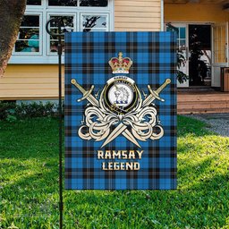 ScotsTee Shop Scottish Ramsay Blue Ancient Clan Crest Tartan Flag The Golden Sword of Courageous Legacy Flag