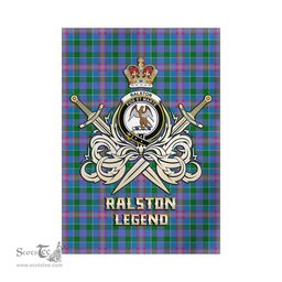 ScotsTee Shop Scottish Ralston Clan Crest Tartan Flag The Golden Sword of Courageous Legacy Flag