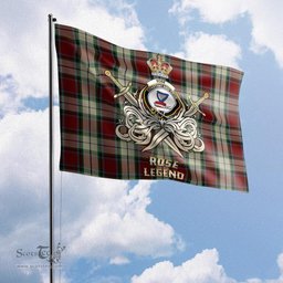 ScotsTee Shop Scottish Rose White Dress Clan Crest Tartan Flag The Golden Sword of Courageous Legacy Flag