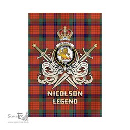 ScotsTee Shop Scottish Nicolson Ancient Clan Crest Tartan Flag The Golden Sword of Courageous Legacy Flag
