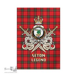 ScotsTee Shop Scottish Seton Modern Clan Crest Tartan Flag The Golden Sword of Courageous Legacy Flag