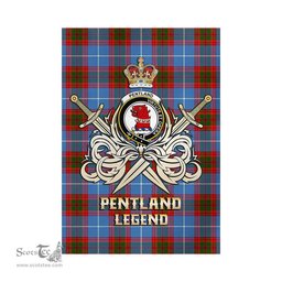 ScotsTee Shop Scottish Pentland Clan Crest Tartan Flag The Golden Sword of Courageous Legacy Flag