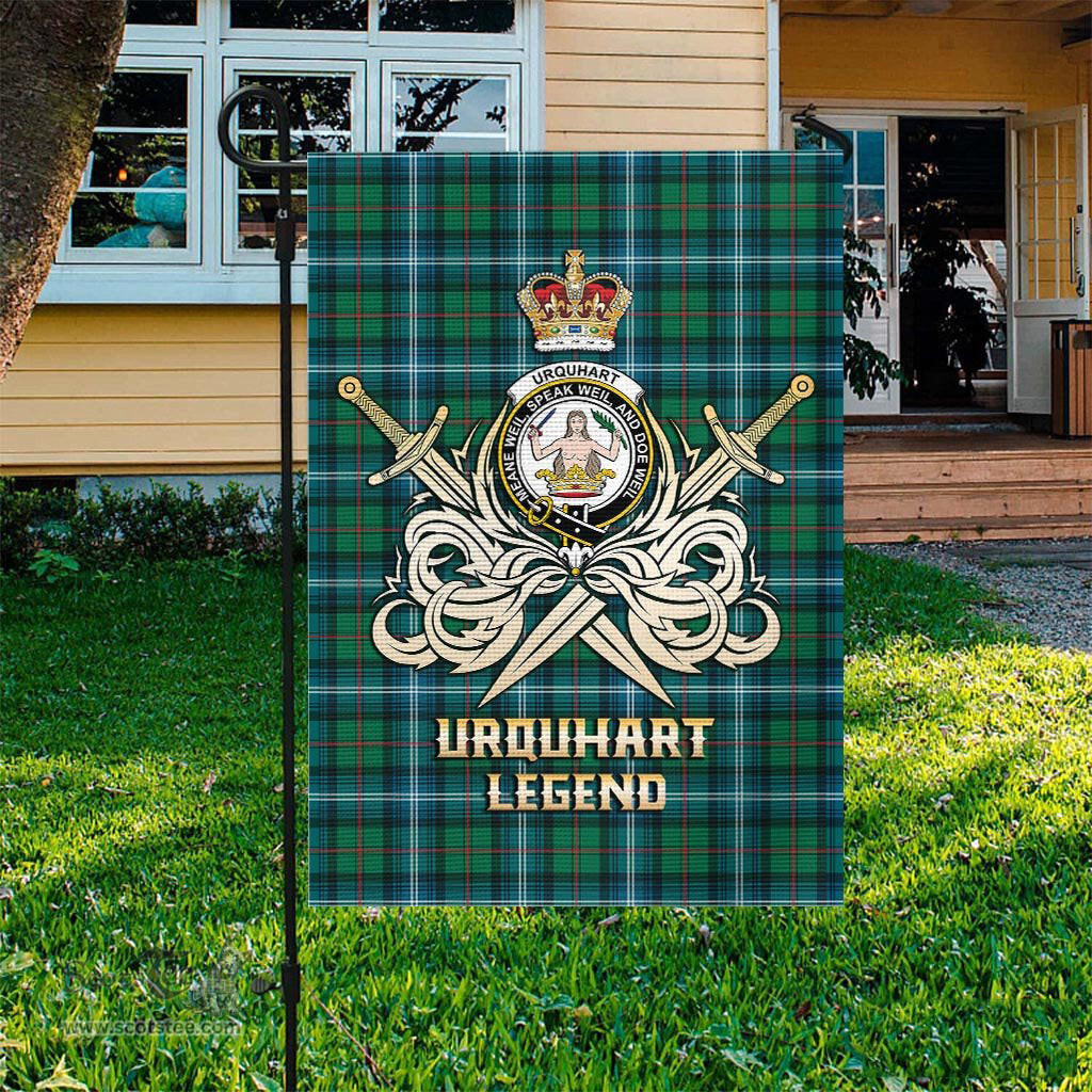 ScotsTee Shop Scottish Urquhart Ancient Clan Crest Tartan Flag The Golden Sword of Courageous Legacy Flag