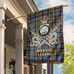 ScotsTee Shop Scottish Norvel Clan Crest Tartan Flag The Golden Sword of Courageous Legacy Flag