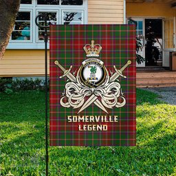 ScotsTee Shop Scottish Somerville Clan Crest Tartan Flag The Golden Sword of Courageous Legacy Flag