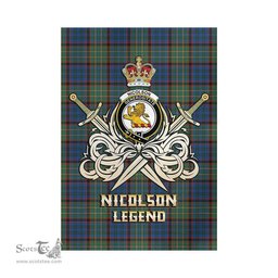 ScotsTee Shop Scottish Nicolson Hunting Ancient Clan Crest Tartan Flag The Golden Sword of Courageous Legacy Flag