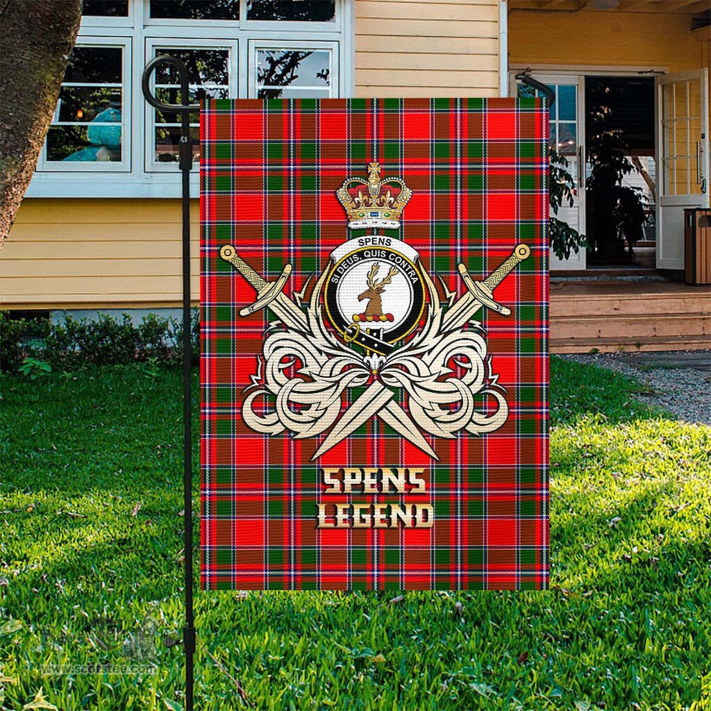 ScotsTee Shop Scottish Spens Modern Clan Crest Tartan Flag The Golden Sword of Courageous Legacy Flag